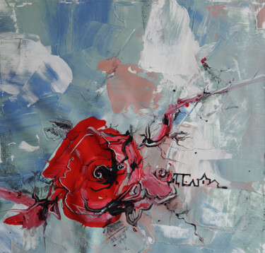 Painting titled "Rose 2.4" by Dariya Tumanova, Original Artwork, Acrylic