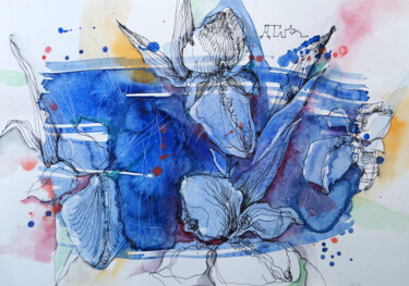 Painting titled "Blue dream" by Dariya Tumanova, Original Artwork, Watercolor