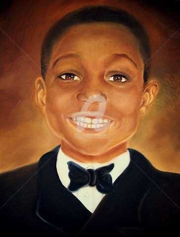 Painting titled "Keisha's Son" by Johnny E.S.J. Otilano, Original Artwork, Oil