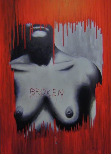 Painting titled "BROKEN" by Darkpumart, Original Artwork, Oil