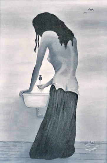 Painting titled "donna al lavabo" by Darkpumart, Original Artwork