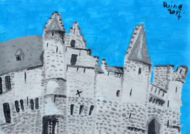 Painting titled "Antwerp 'Het Steen'…" by Darkvine, Original Artwork, Acrylic