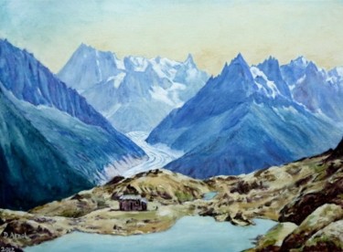 Painting titled "Au Lac Blanc" by Darnal, Original Artwork, Oil