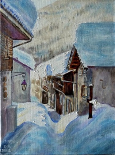 Malerei mit dem Titel "Montroc village" von Darnal, Original-Kunstwerk, Öl