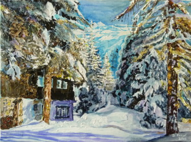 Peinture intitulée "chalet Teraillon" par Darnal, Œuvre d'art originale, Huile