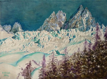 Peinture intitulée "glacier du Tour vu…" par Darnal, Œuvre d'art originale, Huile