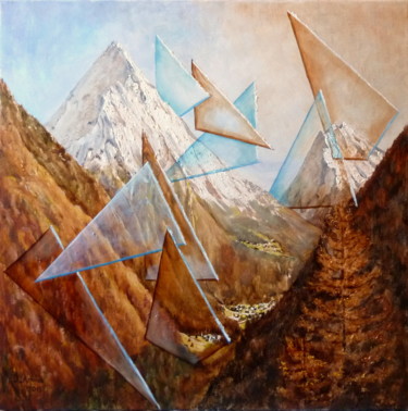 Painting titled "Envol des glaces" by Darnal, Original Artwork, Oil