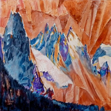 Painting titled "naissance-des-alpes" by Darnal, Original Artwork, Oil