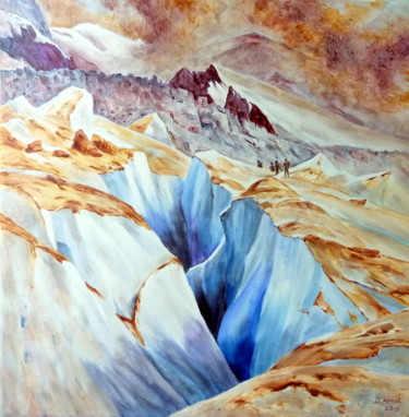 Painting titled "la-grande-crevasse" by Darnal, Original Artwork, Oil