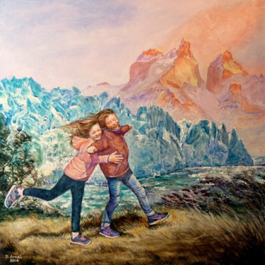 Painting titled "S'envoler dans le v…" by Darnal, Original Artwork, Oil