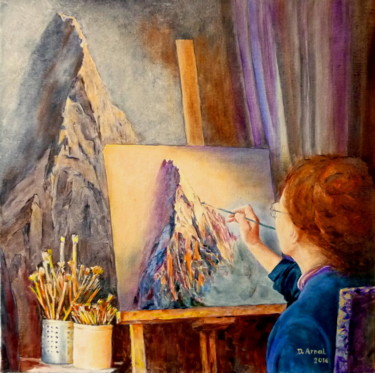 Painting titled "A l'atelier" by Darnal, Original Artwork, Oil