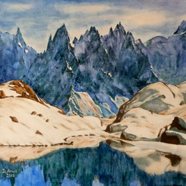 Painting titled "Aiguilles de Chamon…" by Darnal, Original Artwork, Oil