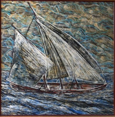 Peinture intitulée "le voilier" par Alain Darriet, Œuvre d'art originale, Acrylique