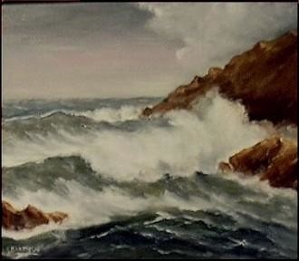 Painting titled "marine de Bretagne" by Gisèle Darrieux-Boblin, Original Artwork, Oil