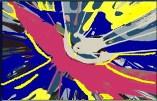 Peinture intitulée "l'oiseau de paix" par Gisèle Darrieux-Boblin, Œuvre d'art originale, Huile