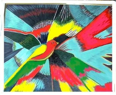 Peinture intitulée "vol d'oiseau" par Gisèle Darrieux-Boblin, Œuvre d'art originale, Huile