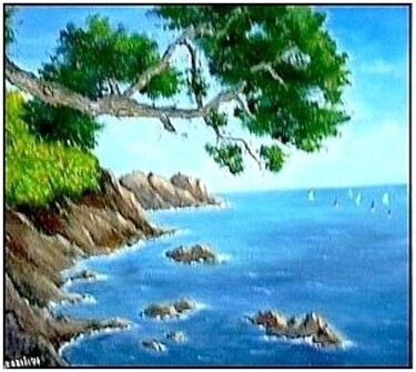 Peinture intitulée "marine Côte Azur" par Gisèle Darrieux-Boblin, Œuvre d'art originale