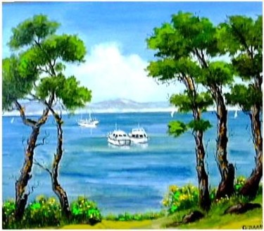 Painting titled "bord de la Medityer…" by Gisèle Darrieux-Boblin, Original Artwork