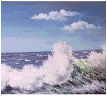 Painting titled "la vague" by Gisèle Darrieux-Boblin, Original Artwork