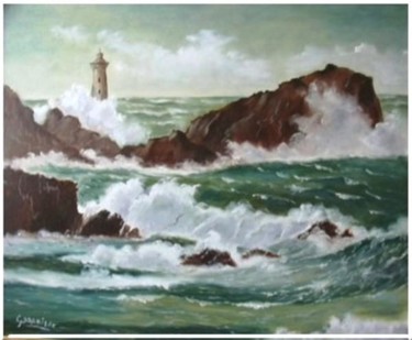 Painting titled "tempête à la Passe…" by Gisèle Darrieux-Boblin, Original Artwork