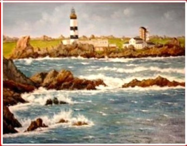 Peinture intitulée "Phare d'Ouessant" par Gisèle Darrieux-Boblin, Œuvre d'art originale