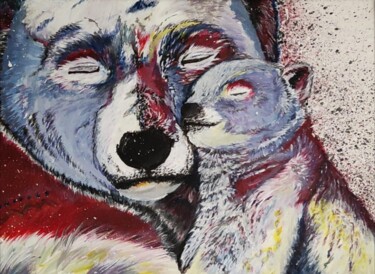 Pintura intitulada "Histoire d'ours" por Glodean Dimblon, Obras de arte originais, Acrílico
