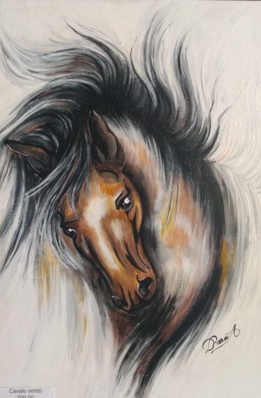 Painting titled "Cavalo Vento" by Darci Alves, Original Artwork, Acrylic