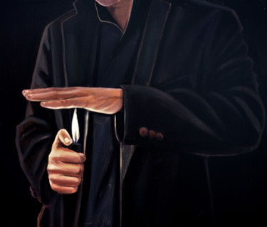 Peinture intitulée "La mano en la cande…" par Darwin, Œuvre d'art originale, Acrylique