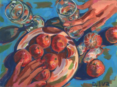Peinture intitulée "Tangerines and cham…" par Darya Ivashkina (DIVA), Œuvre d'art originale, Acrylique