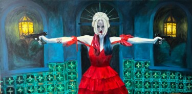 Peinture intitulée "Harley Quinn, the S…" par Darya Khus, Œuvre d'art originale, Huile