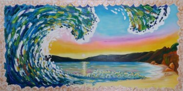 Pittura intitolato "волна" da Darya Lazko, Opera d'arte originale, Acrilico