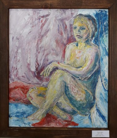 Painting titled "после" by Darya Lazko, Original Artwork, Acrylic Mounted on Cardboard