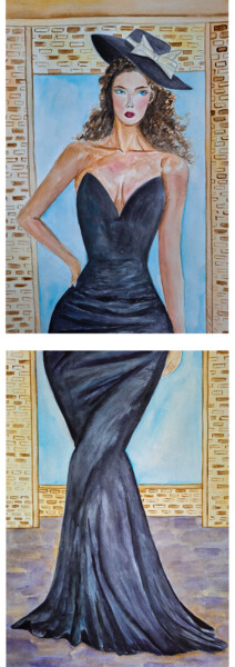 Dessin intitulée "Elegant lady" par Darya Moisseyeva, Œuvre d'art originale, Aquarelle