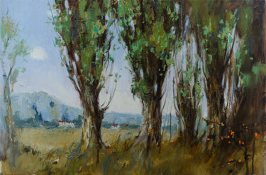 Картина под названием "Poplars" - Darya Salakhova, Подлинное произведение искусства, Масло Установлен на Деревянная рама для…