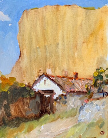 Painting titled "Morning in the moun…" by Darya Salakhova, Original Artwork, Oil Mounted on Wood Stretcher frame