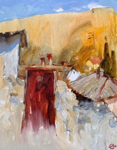 Pittura intitolato "Gate" da Darya Salakhova, Opera d'arte originale, Olio Montato su Telaio per barella in legno