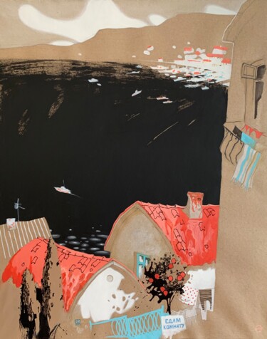 Tekening getiteld "Near the black sea" door Darya Salakhova, Origineel Kunstwerk, Acryl Gemonteerd op Houten paneel