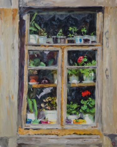 Schilderij getiteld "Window" door Darya Salakhova, Origineel Kunstwerk, Olie