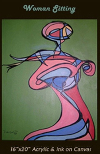 Painting titled "Woman Sitting" by Daryl Deland, Original Artwork
