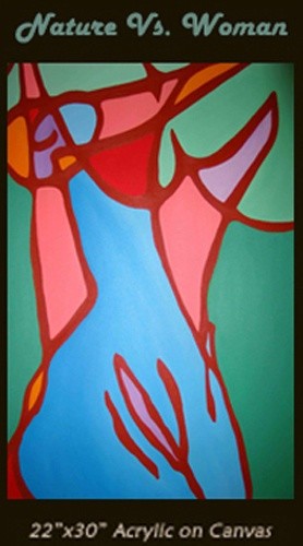 Pittura intitolato "Nature Vs. Woman" da Daryl Deland, Opera d'arte originale