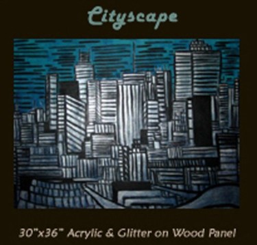 Pittura intitolato "Cityscape" da Daryl Deland, Opera d'arte originale