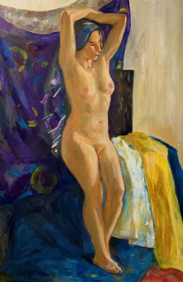 Malerei mit dem Titel "Feminine elegance" von Daryna Palonko, Original-Kunstwerk, Öl