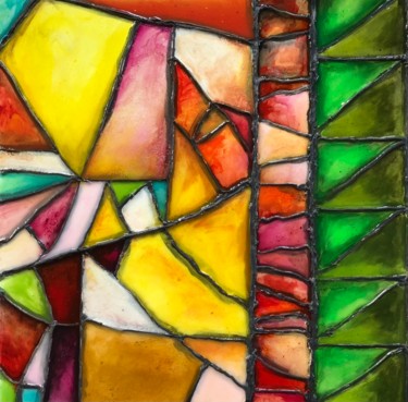 Painting titled "Spring Stained Glass" by Daša Linets, Original Artwork, Acrylic