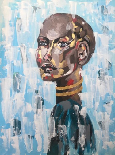 Картина под названием "Строгая негритянка" - Даша Долинина, Подлинное произведение искусства, Акрил