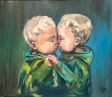 Painting titled "Близнецы" by Dasha Dolinina, Original Artwork, Oil