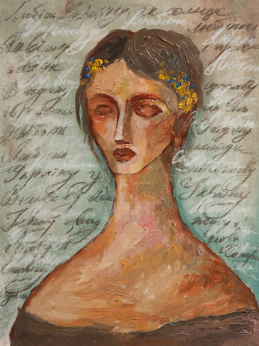 Painting titled "Brave Ukraine" by Dasha Pogodina, Original Artwork, Oil Mounted on Cardboard