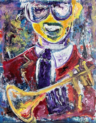 Malerei mit dem Titel "Dizzy Gillespie" von Dasha Weissbrem, Original-Kunstwerk, Acryl