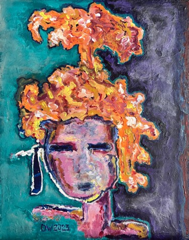 Painting titled "Self-portrait with…" by Dasha Weissbrem, Original Artwork, Acrylic