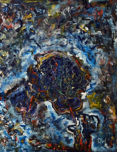 Картина под названием "Demon Thinker" - Dasha Weissbrem, Подлинное произведение искусства, Акрил