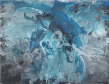 Painting titled "L'oiseau bleu" by Da Silva A, Original Artwork, Acrylic